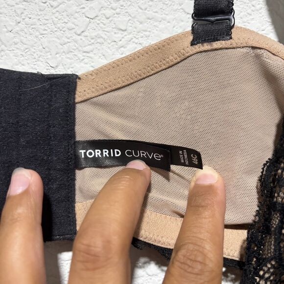 NEW Torrid Curve Unlined Balconette Bra 46C Black Lace Underwire Adjustable - Picture 4 of 7